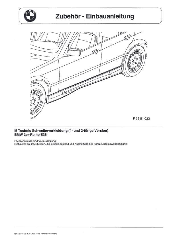 BMW E36 Seitenschweller Einbauanleitung