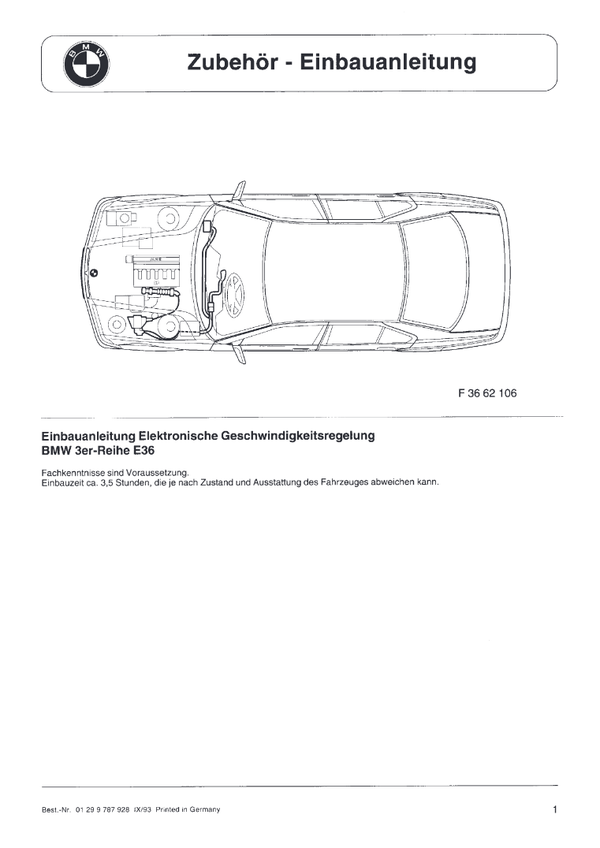 BMW E36 Tempomat Einbauanleitung