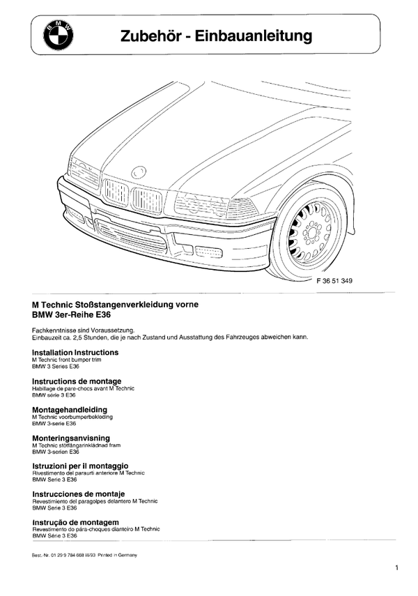 BMW E36 Frontschürtze M3 Einbauanleitung