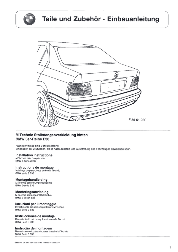 BMW E36 Heckschürtze M3 Einbauanleitung