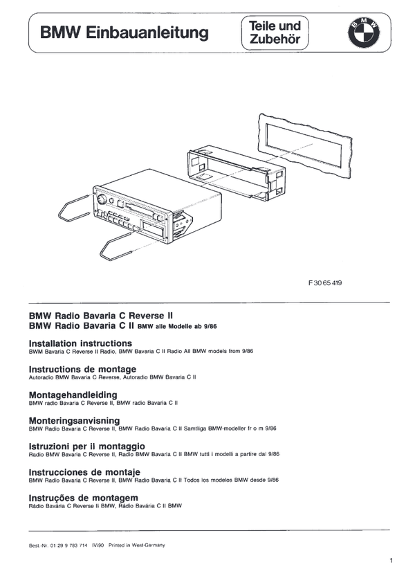 BMW E36 Radio Bavaria C Reverse II Einbauanleitung
