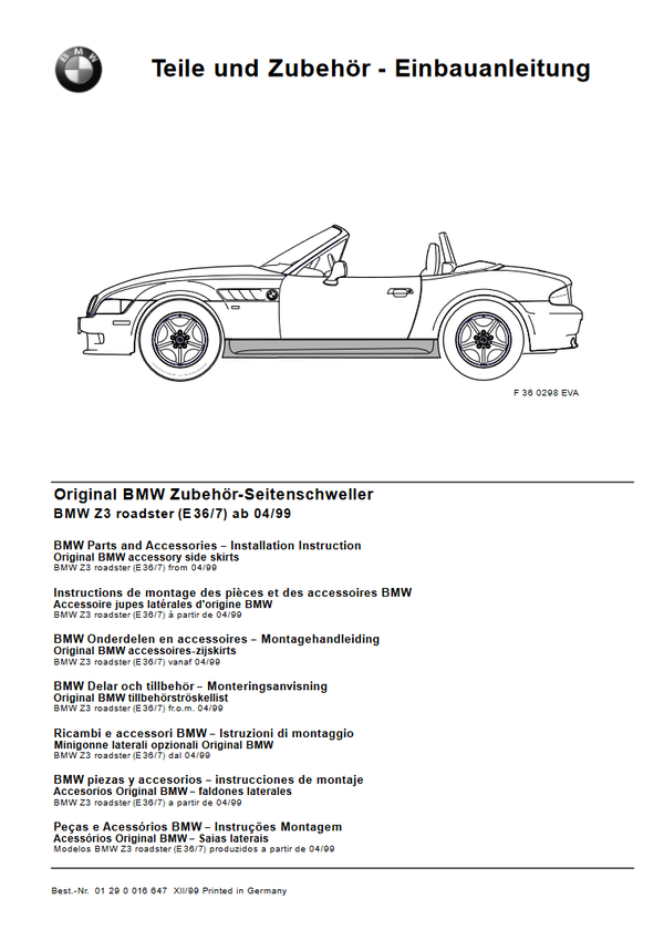 BMW E36 Z3 Seitenschweller Einbauanleitung