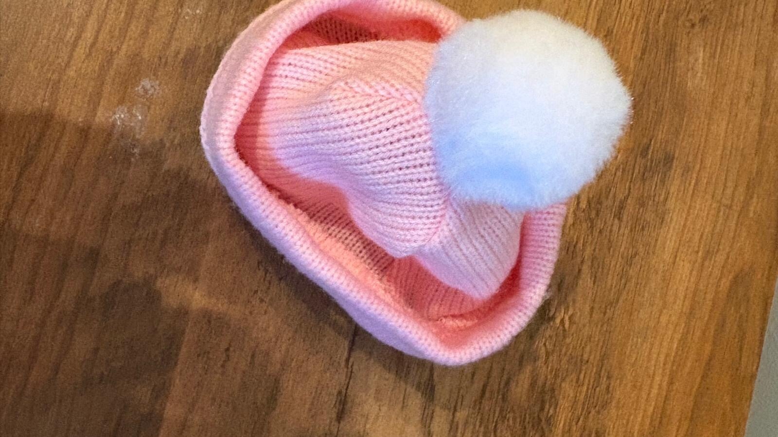 Pink bobble hat