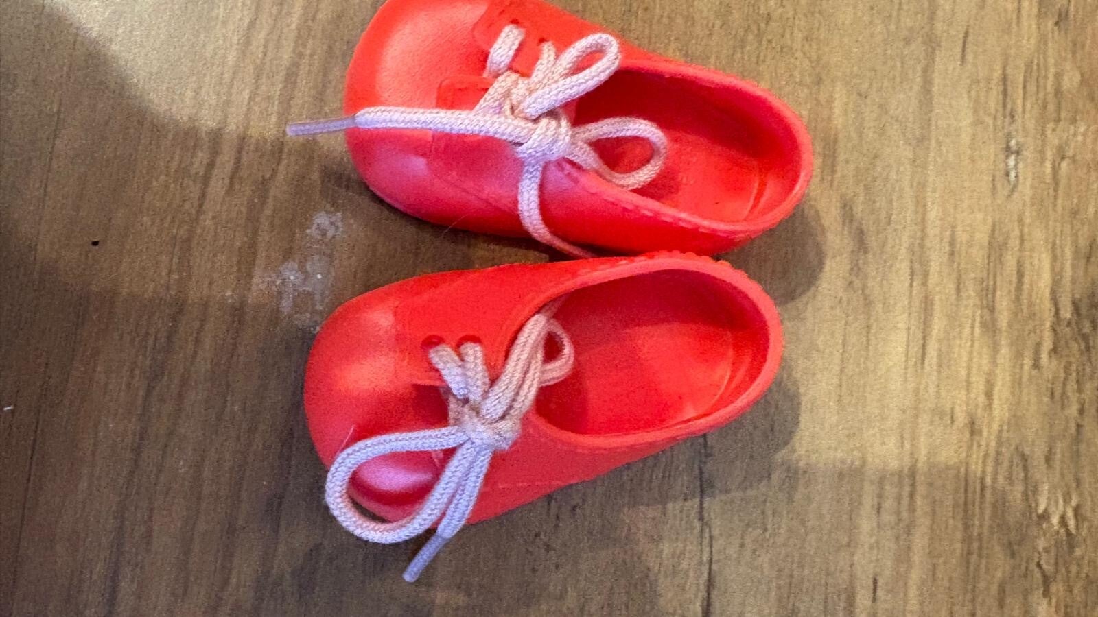 Red laced shoes