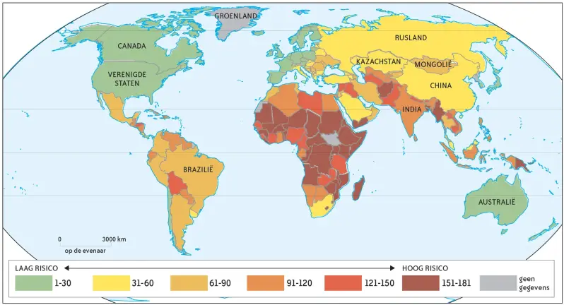 Risico’s van de klimaatverandering per land