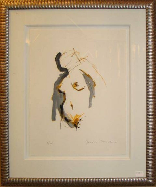 Tekening naakte vrouw geel