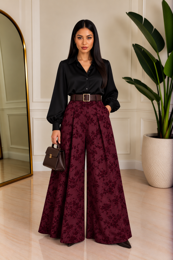 Broek velvet bloemenprint