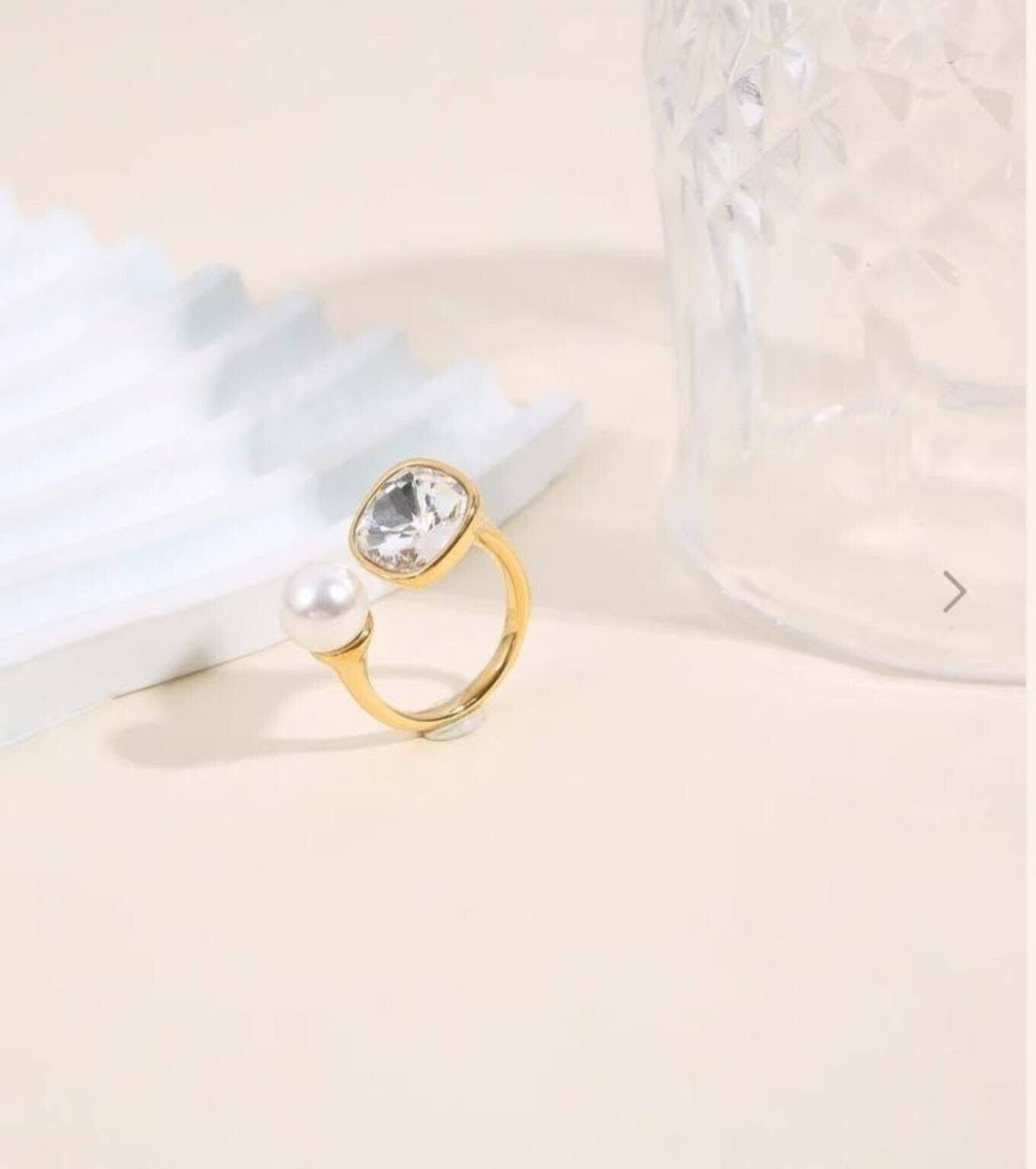 Anel Pérola Cristal / Bague Perle Cristal