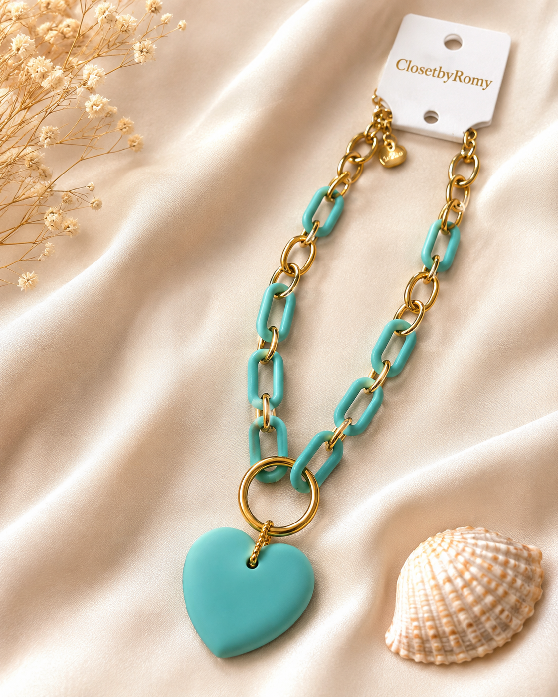 Colar Coração Turquesa | Collier Cœur Turquoise