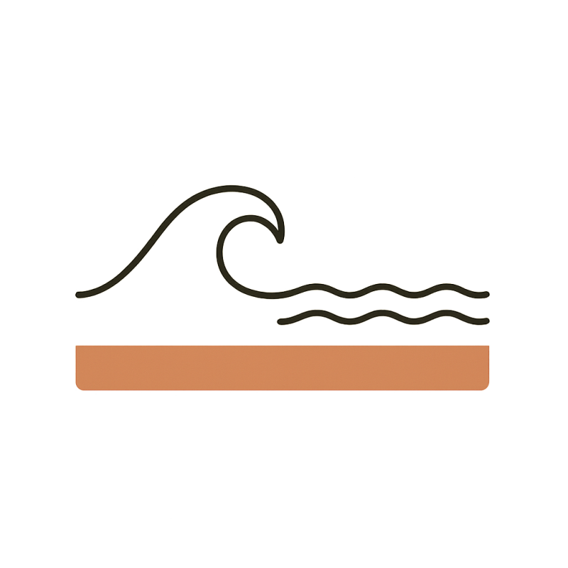 Minimalistische Fineline-Illustration: Geschwungene Linie, die sich zu Ruhe glättet – Symbol für Strategien, Orientierung und Sicherheit bei Sorgen, Ängsten und Überforderung im Alltag mit Diabetes.