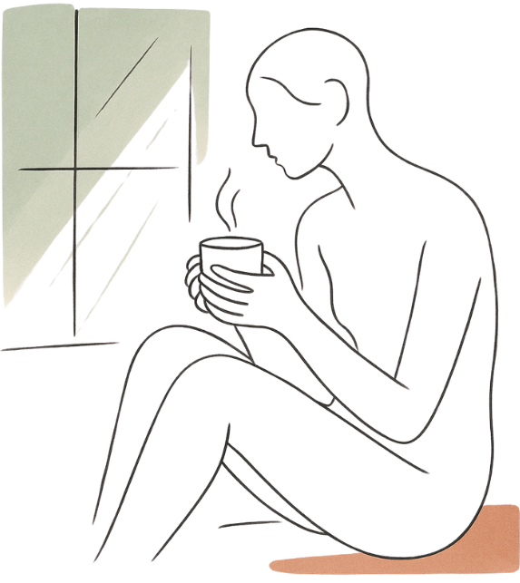 Nachdenkliche Person in ruhiger Atmosphäre – Beratung & Coaching