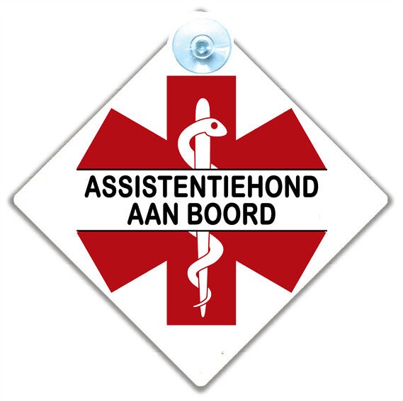 Auto raambordje assistentiehond aan boord