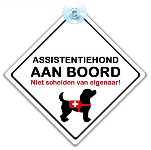 Auto raambordje assistentiehond aan boord