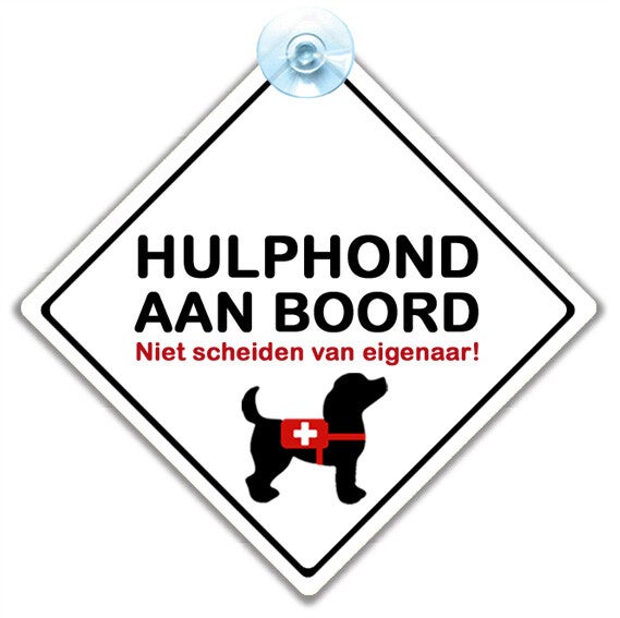 Auto raambordje hulphond aan boord