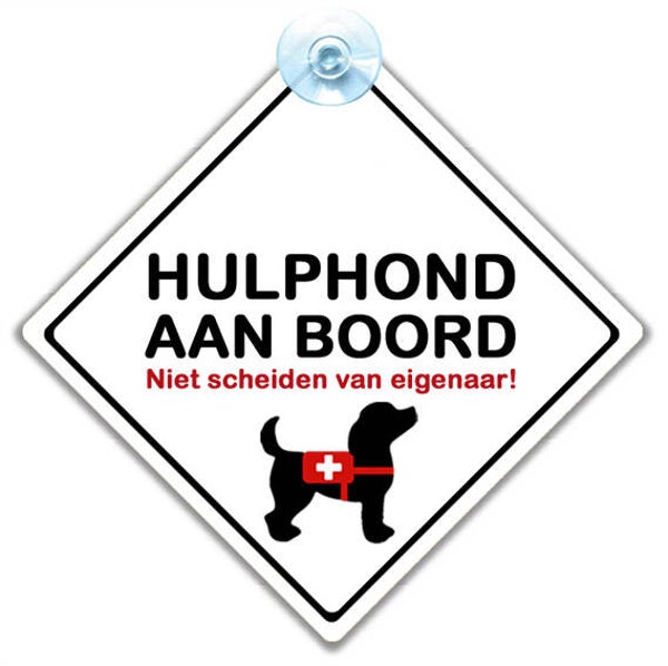 Auto raambordje hulphond aan boord