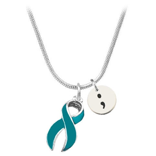 PTSS lintje inclusief semicolon bedeltje ketting zwart of zilver (925)