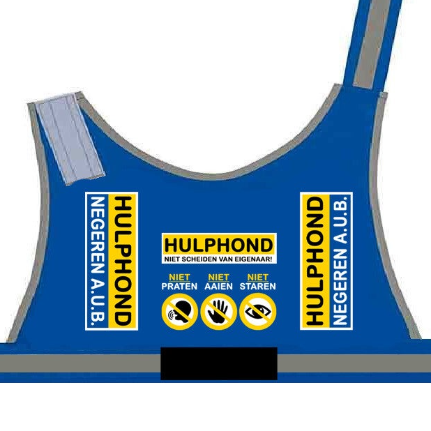 2026  Hulphondvest blauw inclusief label Happytails/Stichting