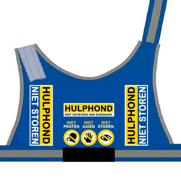 2026  Hulphondvest blauw inclusief label Happytails/Stichting