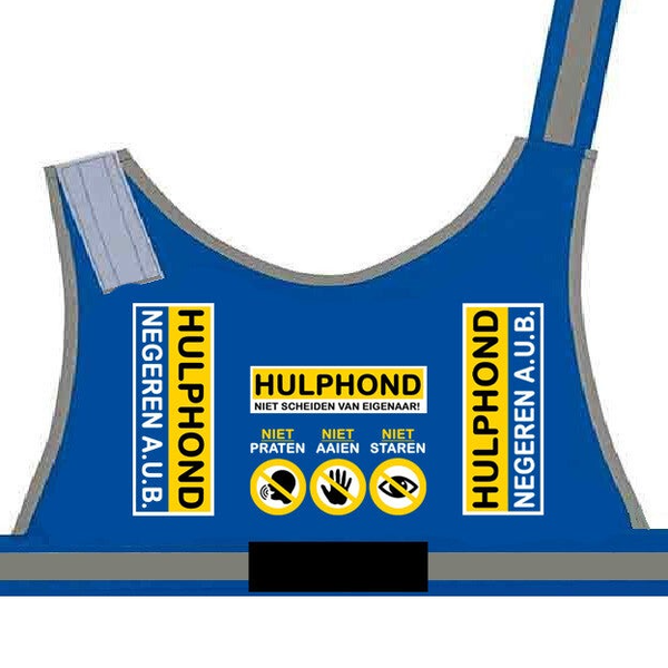 Hulphondvest blauw Happytails met klittenband voor label