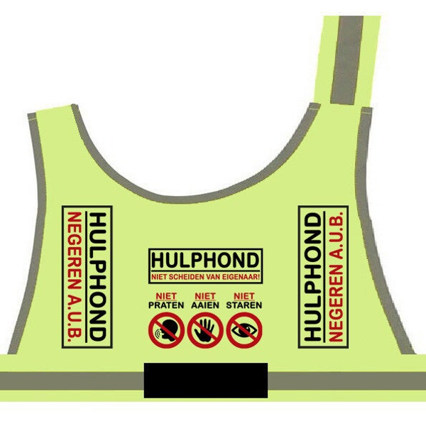 Hulphondvest geel Happytails met klittenband voor label