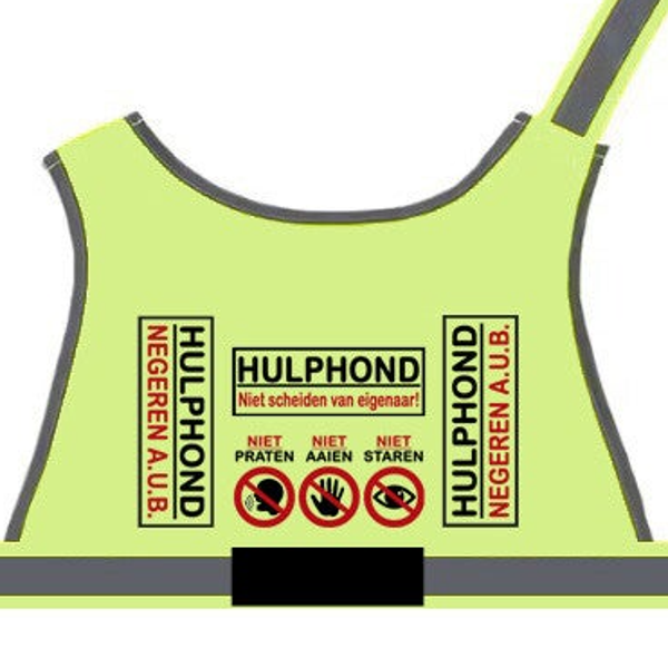 2026 Hulphondvest geel inclusief klittenband & label Happytails/Stichting