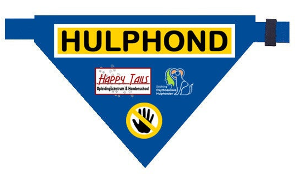 Bandana blauw met logo Happytails/Stichting