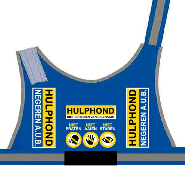 Hulphondvest blauw met klittenband voor logo