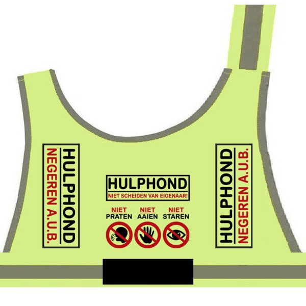 2026 Hulphondvest geel met klittenband voor label (logo/stichting)