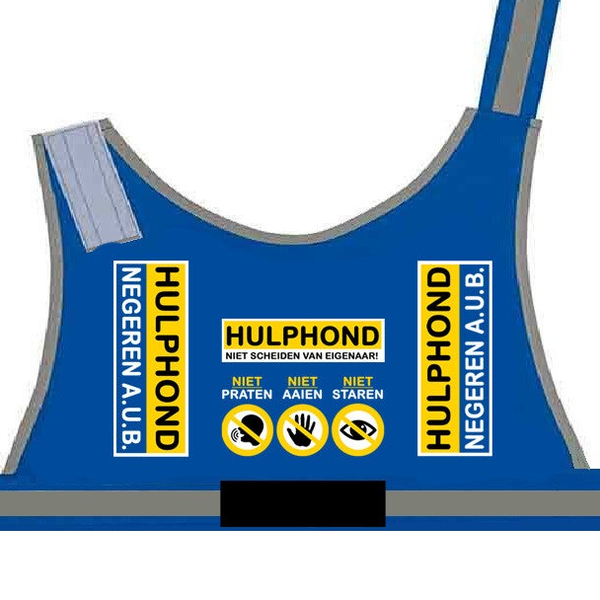 2026 Hulphondvest blauw inclusief klittenband & label Thierry Duval/Stichting