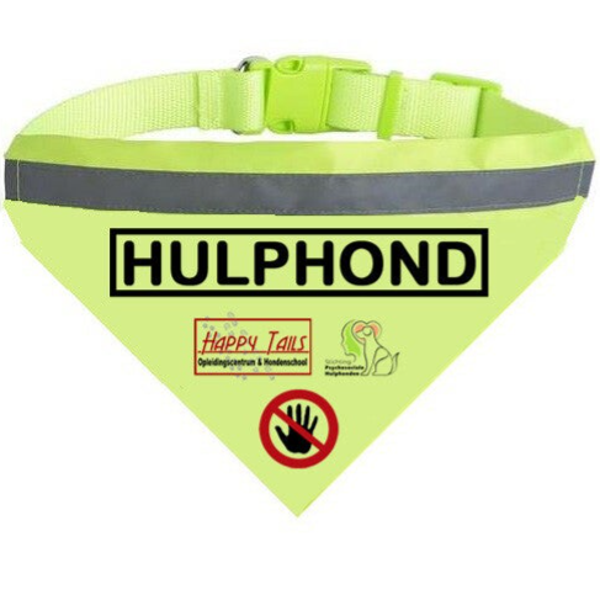 Bandana geel met logo Happytails/Stichting