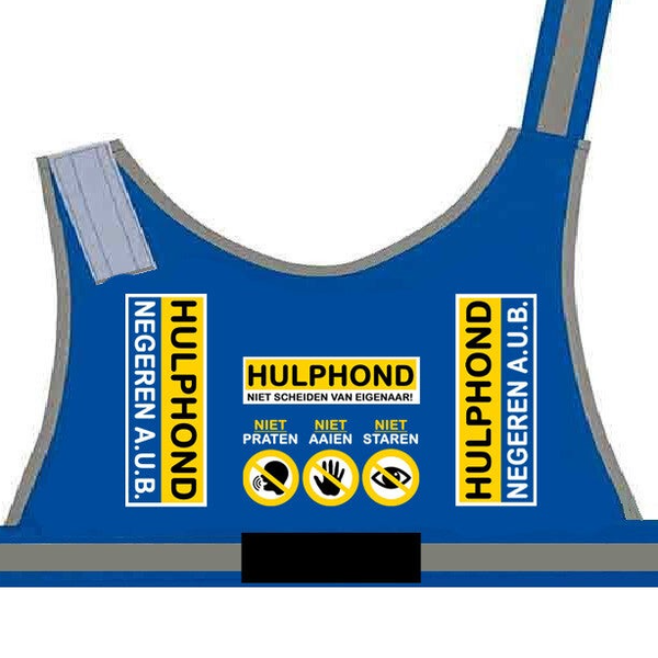 2026 Hulphondvest blauw met klittenband voor label (logo/stichting)