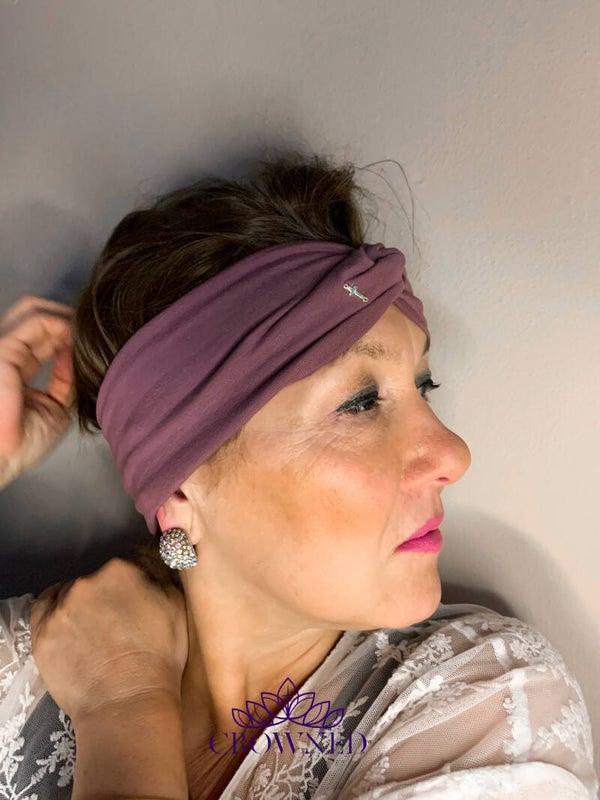 Roze haarband met kruisje - stretch