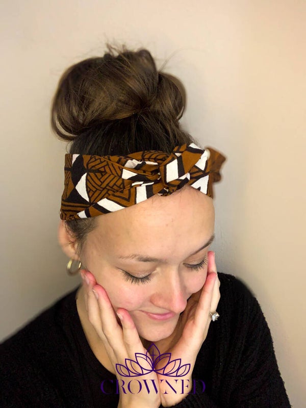 Zelfknoop haarband - Afrikaanse print ruit