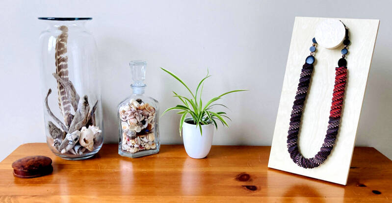 Black Coffee &amp; Tangerine on easel stand