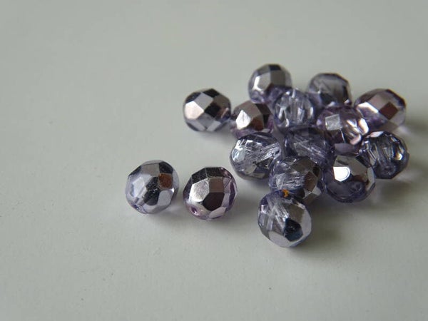 10 stuks facet glaskraal 8mm zilver