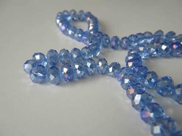 10 stuks transparante facet glaskraal blauw
