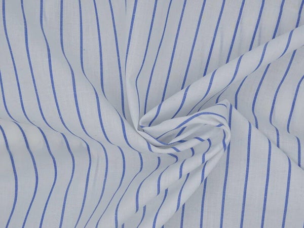 Katoen Wit met blauw streepje