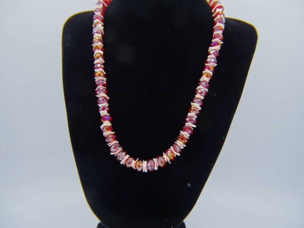 Rode facetkraal ketting