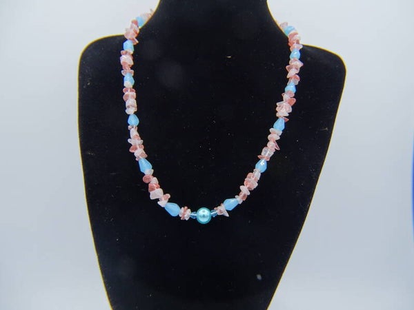 Licht blauw glaskralen ketting