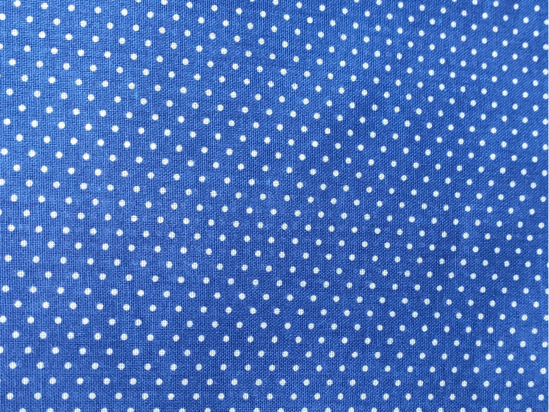 Katoen blauw met witte stippen
