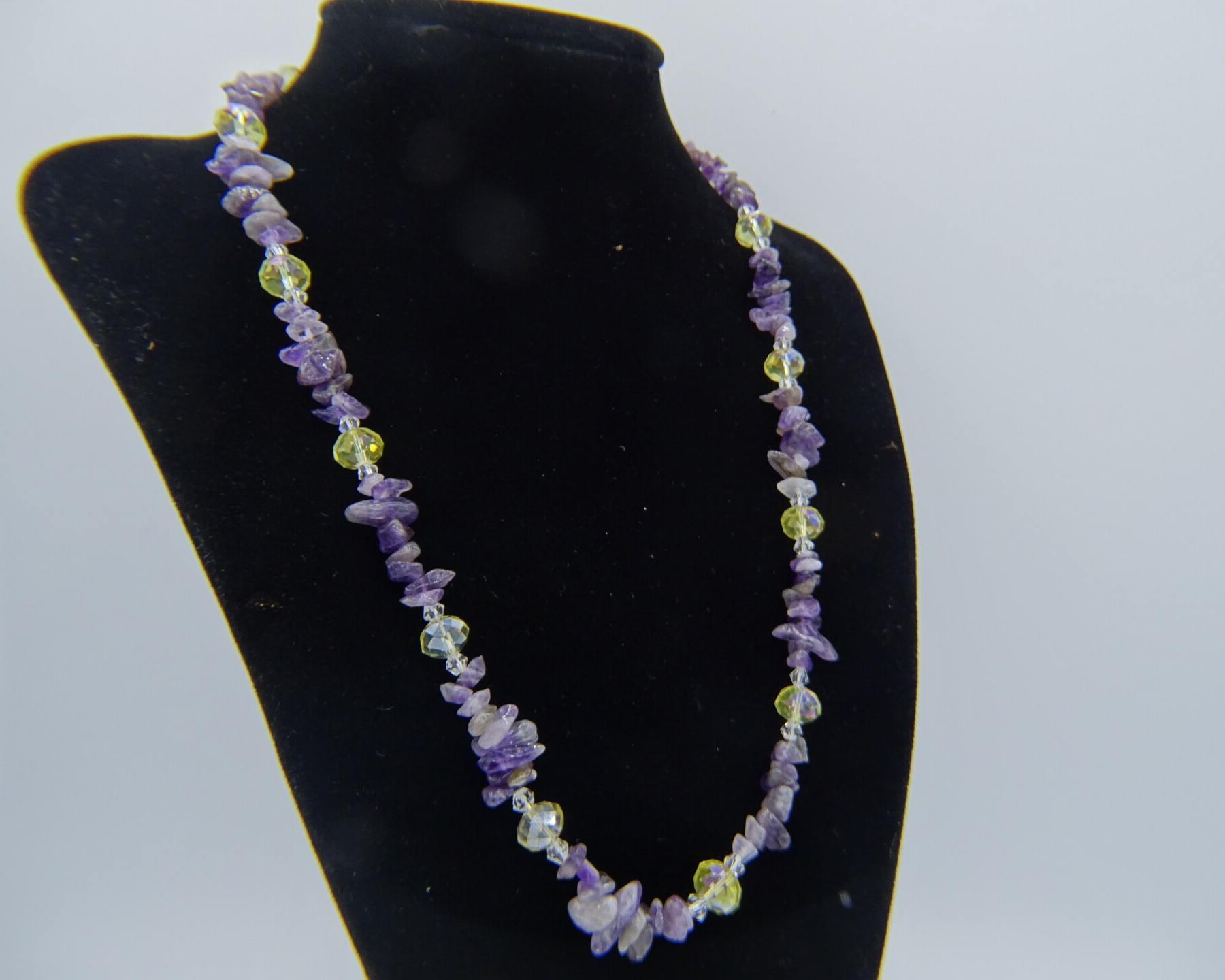 Licht geel glaskralen ketting
