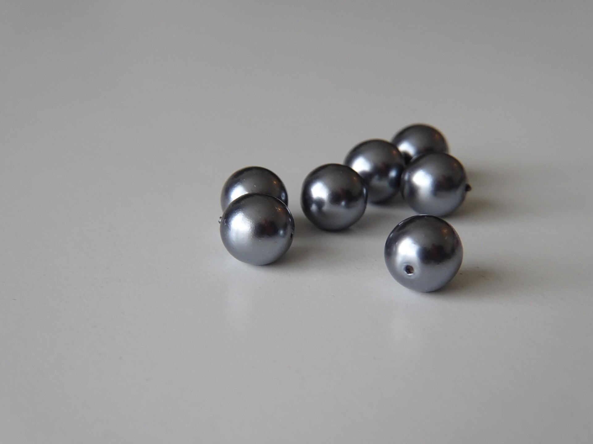 Glasparels rond 10mm, grijs, 10 stuks