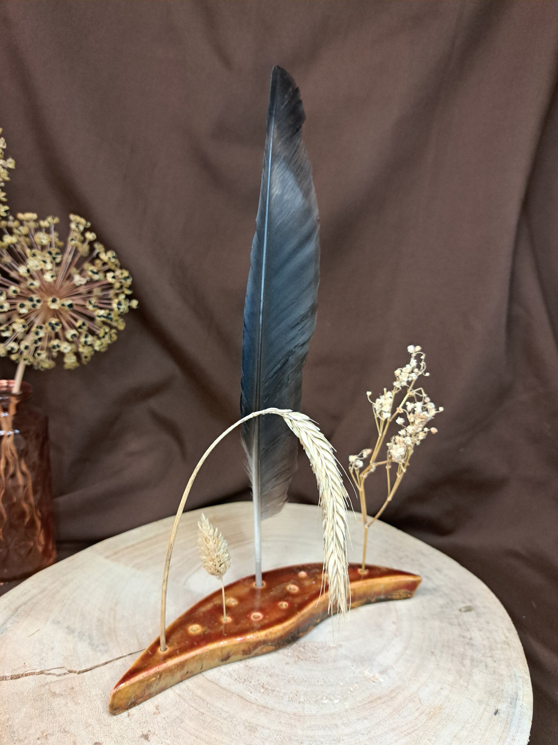 Veer/ droogbloem houder (warm bruin)