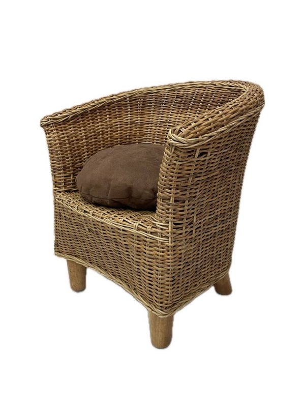 Vintage rieten kinderfauteuil