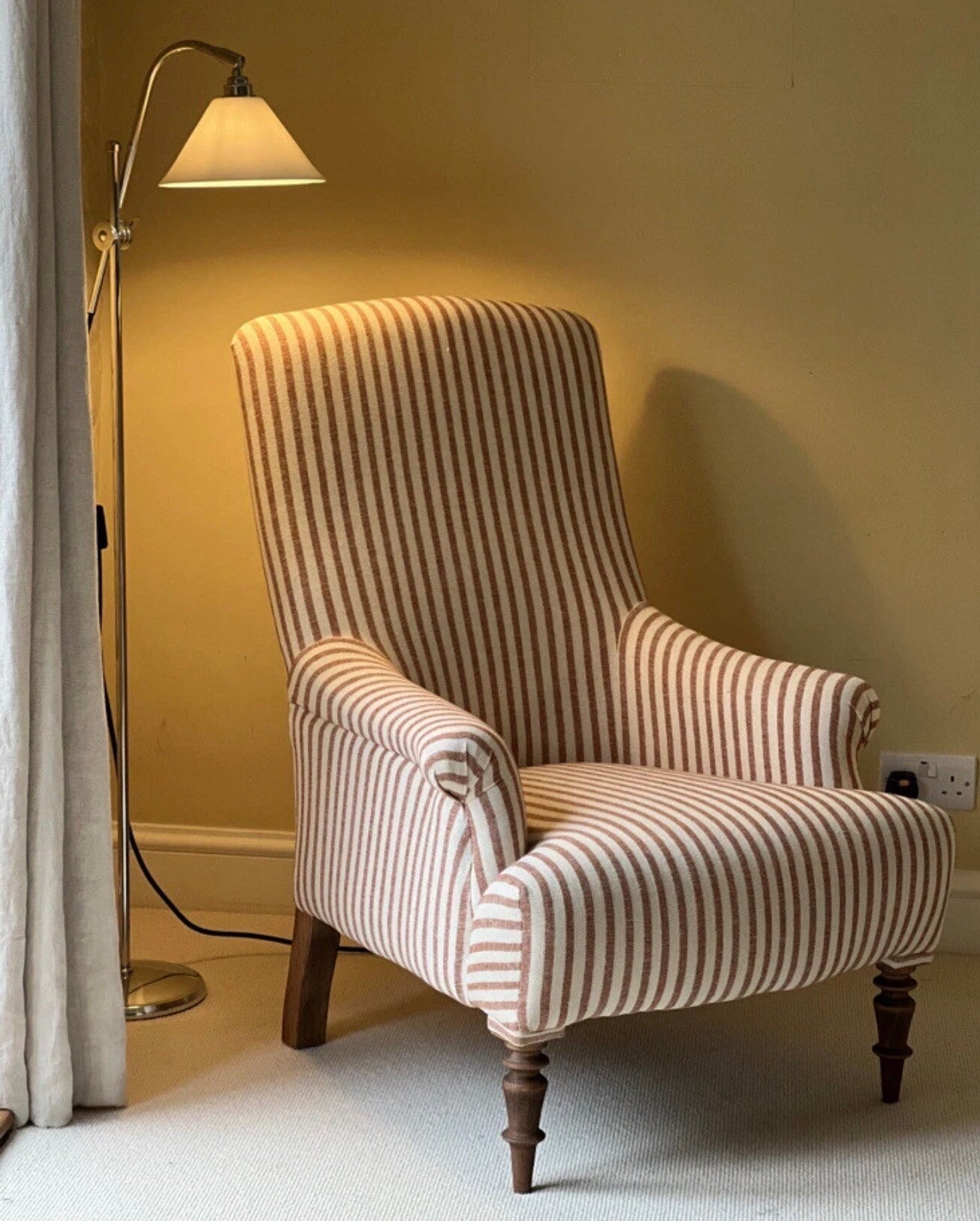 Pair of Louis chairs in guy goodfellow sacking