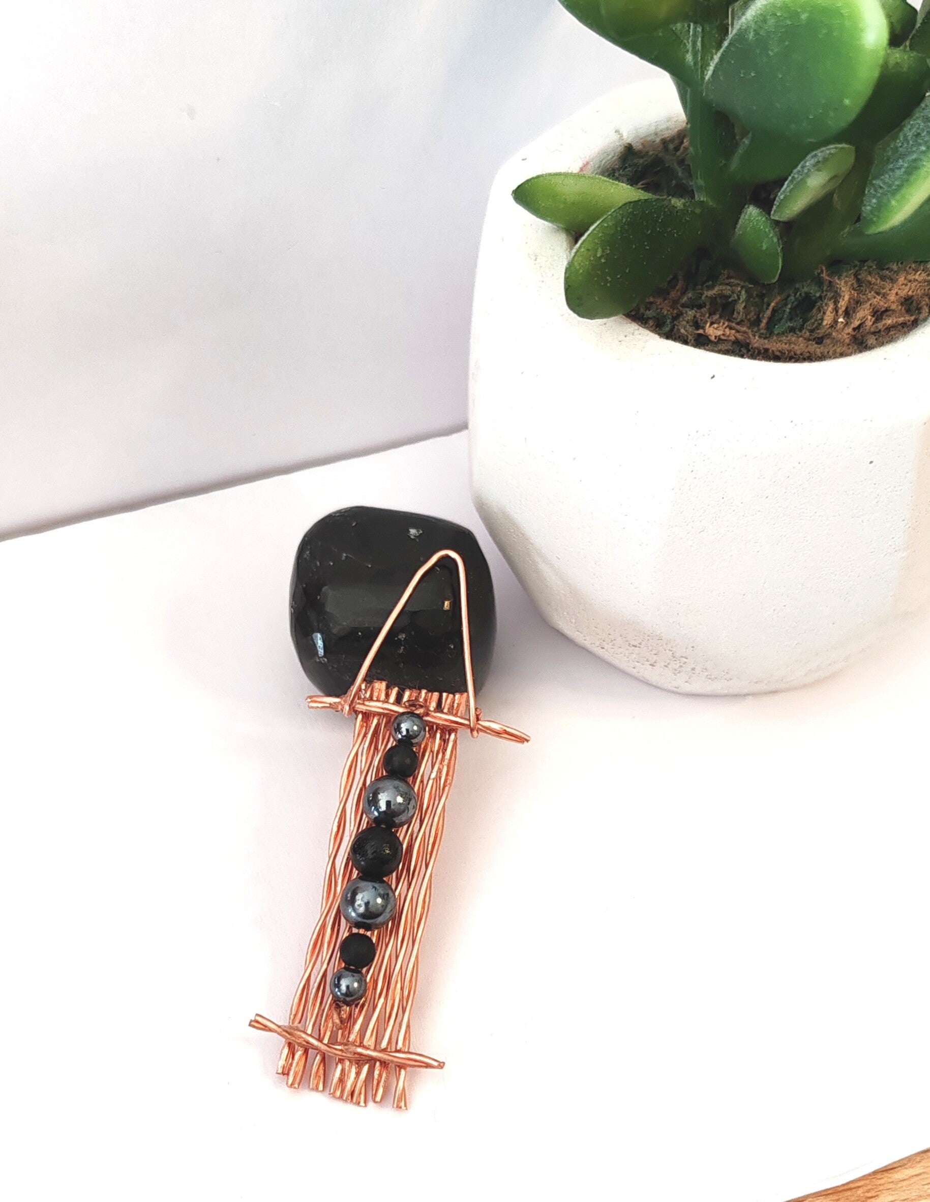 Pendentif Ancrage cuivre et shungite (mixte)
