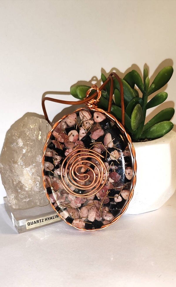 Collier Orgonite rhodonite taille L