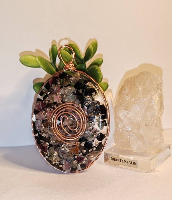 Pendentif Orgonite tourmaline taille L
