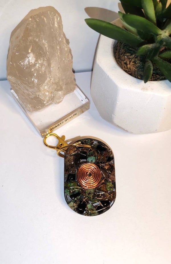 Porte-clé  ovale orgonite Turquoise d'Afrique