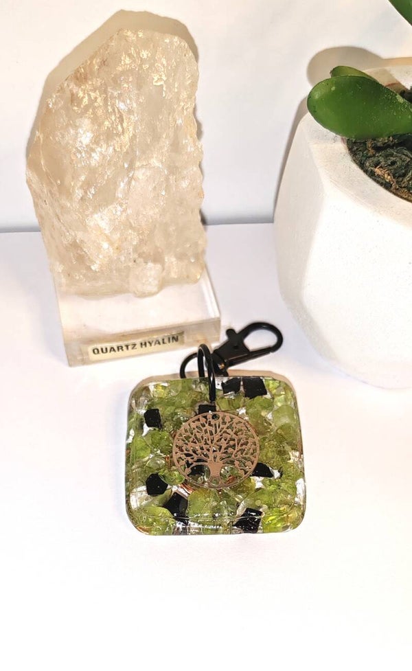 Porte-clé  carré orgonite Peridot